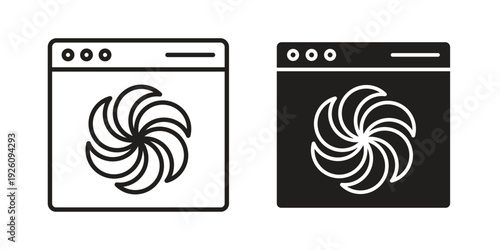Convection turbofan stove icon vector logo design element. Vector emblem template.