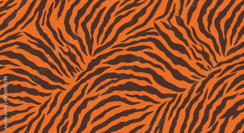 A bold and seamless tiger stripe animal print pattern with classic orange and dark brown colors for fabric or wallpaper.