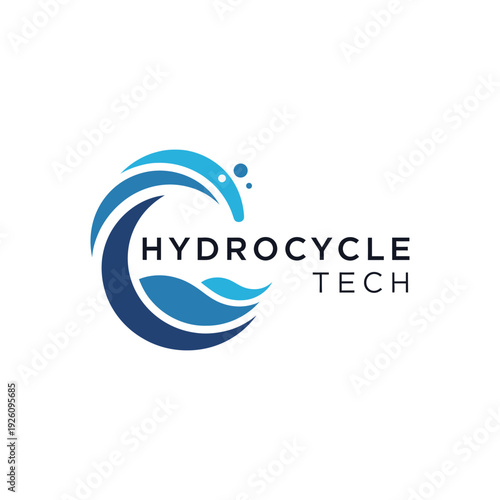 Circular cresting ocean wave symbol for industrial wastewater treatment and professional filtration services logo for HydroCycle Tech
