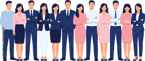 Business team illustration, professional workplace diversity corporate attire group character design vector artwork, lifestyle and office theme, isolated background