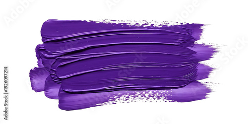 Purple acrylic paint brush stroke isolated on white background texture