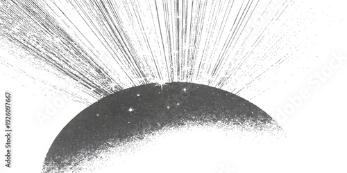 An artistic vector illustration of black and white ink splashes forming a grunge bird feather pattern with delicate nature lines and a macro paint texture on a light gray winter background