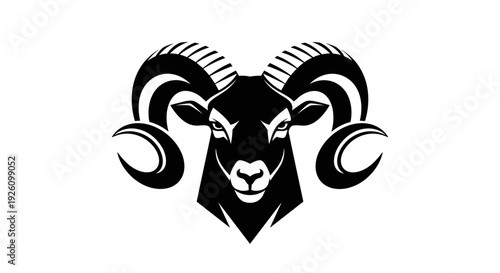 Bold ram head silhouette with majestic curved horns zodiac aries symbol powerful spirit animal icon strong masculine