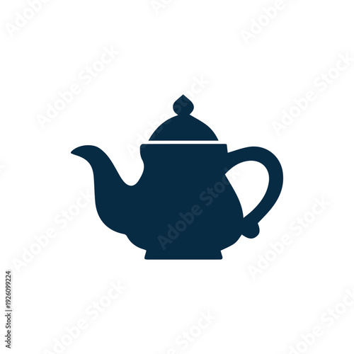 Classic Dark Blue Teapot Silhouette Icon for Tea Time and Kitchen