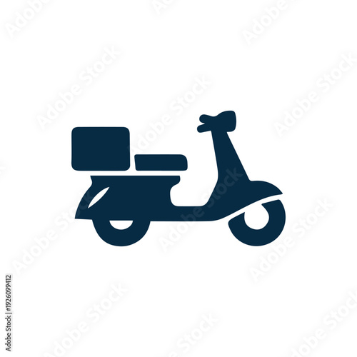 Bild auf Leinwand Minimalist Dark Blue Delivery Scooter Icon for Fast Shipping Service