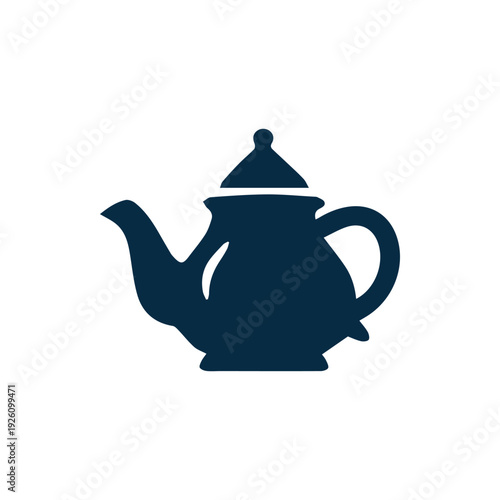 Classic Dark Blue Teapot Silhouette Icon For Tea And Coffee Lovers