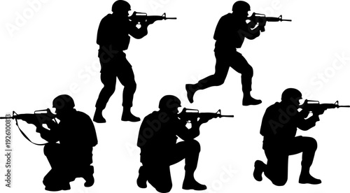 Soldier silhouette gun Vector Silhouette 