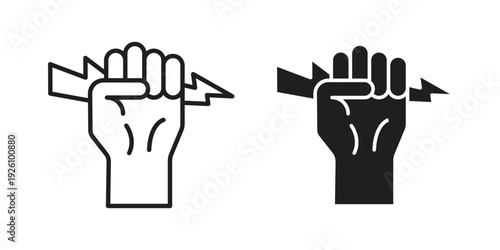 Hand with Power icon vector logo design element. Vector emblem template.