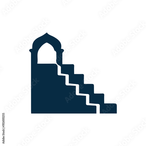 Minimalist Islamic Minbar Pulpit Silhouette Icon For Religious Design