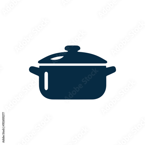 Simple Dark Blue Cooking Pot Icon for Culinary and Kitchen Themes