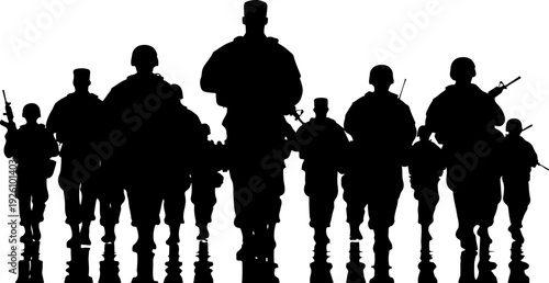 silhouettes of walking soldiers Silhouettes