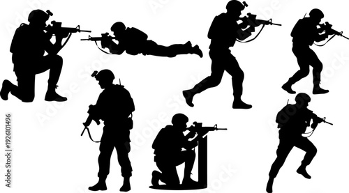 Soldier silhouette gun Vector Silhouette 
