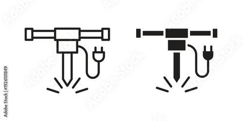 Hydraulic breaker icon vector logo design element. Vector emblem template.