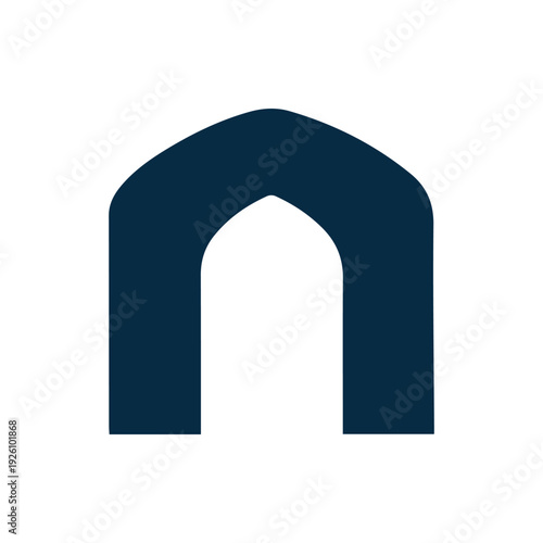 Minimalist Dark Blue Arch Icon Modern Geometric Design Element Vector