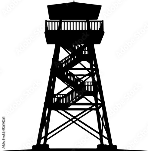 Watchtower Silhouette Illustration Ideal for Security