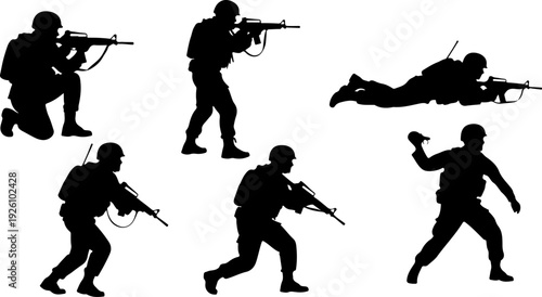 Soldier silhouette gun Vector Silhouette 