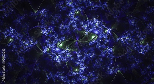 A dark blue and green abstract fractal design