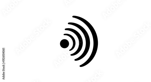 Simple black Wi-Fi signal icon on white background.
