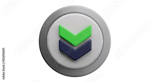 3D Rendered Icon with Downward Arrows