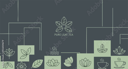 Pure Leaf Tea. Herbal Infusion. Organic Elements. Botanical Graphics. Branding.