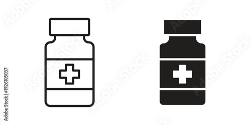 Medicine bottle icon vector logo design element. Vector emblem template.