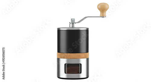 Manual Coffee Grinder with Wooden Handle and Glass Window