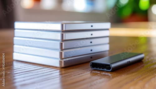 Wallpaper Mural Stack of Silver Devices and Black Connector Torontodigital.ca