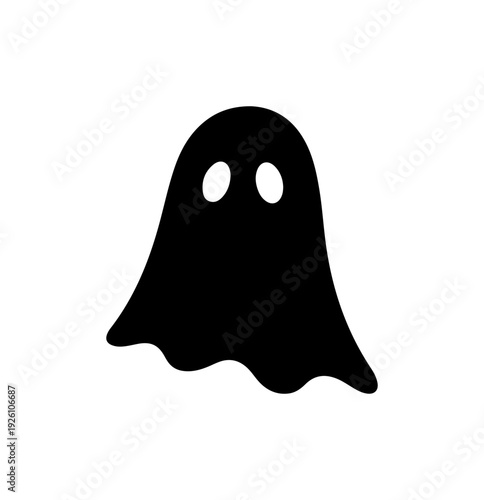 Spooky ghost character with glowing eyes for Halloween