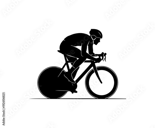 Professional cyclist riding sleek bicycle with focused determination