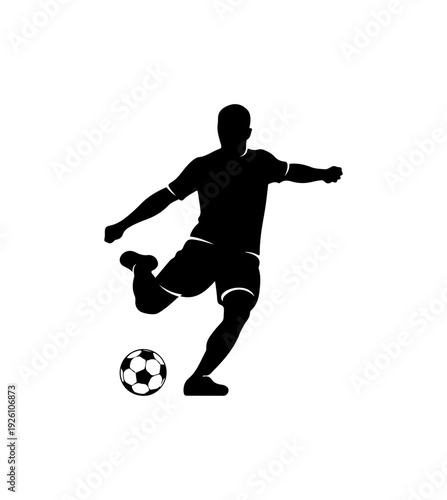Soccer player kicking ball with dynamic motion