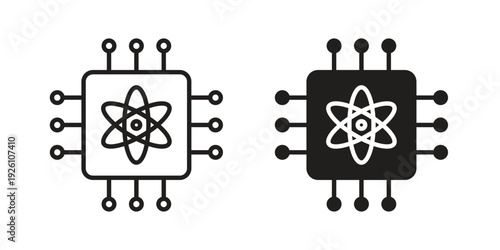 Quantum computing icon vector logo design element. Vector emblem template.