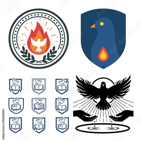 Pentecost Fire Tongues Sacred Symbol Icon Bundle