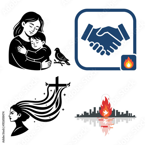 Pentecost Cross Glory and Light Icon Bundle