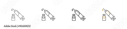 Syringe icon set outline style with various size