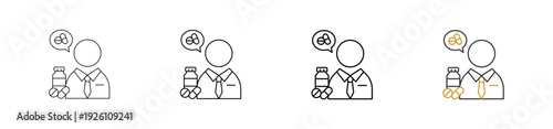 Pharmacist icon set outline style with various size