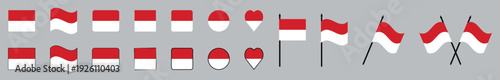 Monaco Flag Icon Set National Symbol Collection in Various Shapes and Styles.