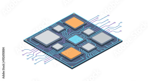 Closeup of a modern computer microchip with intricate circuitry