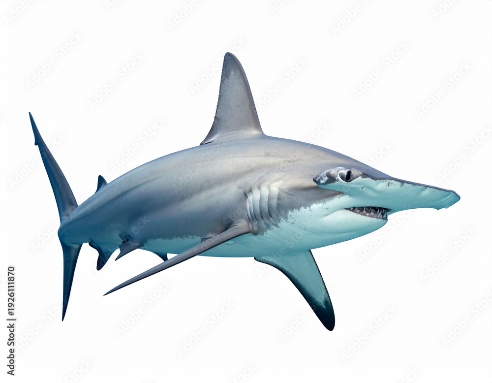 Fototapeta premium Stunning Hammerhead Shark in Clear Waters - A Marine Marvel.