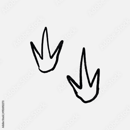 Illustration of an history sketch ink dino footprint