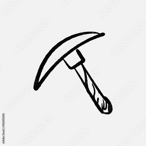 Illustration of an history sketch ink pickaxe