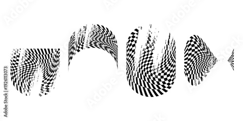 Finish flag grunge vector set. Grungy checkered flags collection.