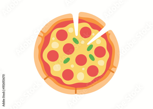 Delicious Pizza Food Illustration Creative Design Template 