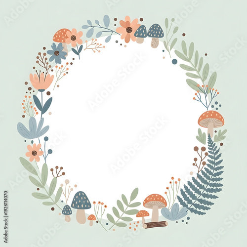 Wallpaper Mural Cute woodland floral illustration in soft pastel tones, ideal for baby shower invitation design. Torontodigital.ca