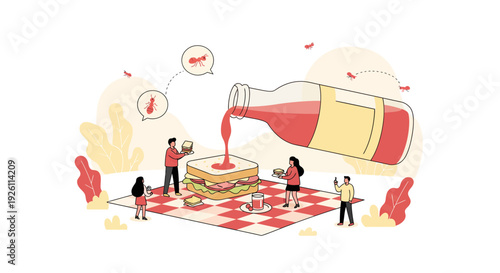 Bottle Pouring Red Liquid onto Pizza.