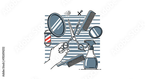 Barber Tools and Equipment Illustration.