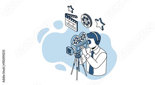 Cameraman Recording Video with Professional Equipment.