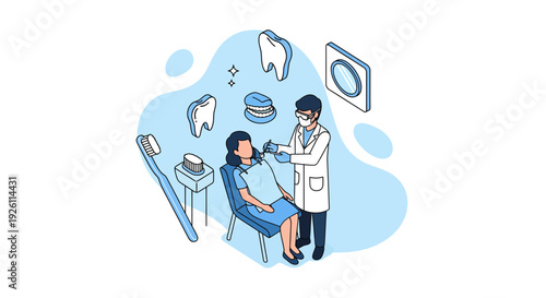 Dentist Examining Patient at Dental Clinic.