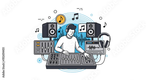 DJ Mixing Music on Controller.