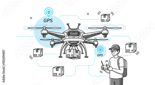 Drone Technology with GPS and Remote Control.