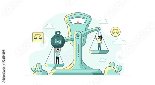 Illustration of People on Balance Scale.